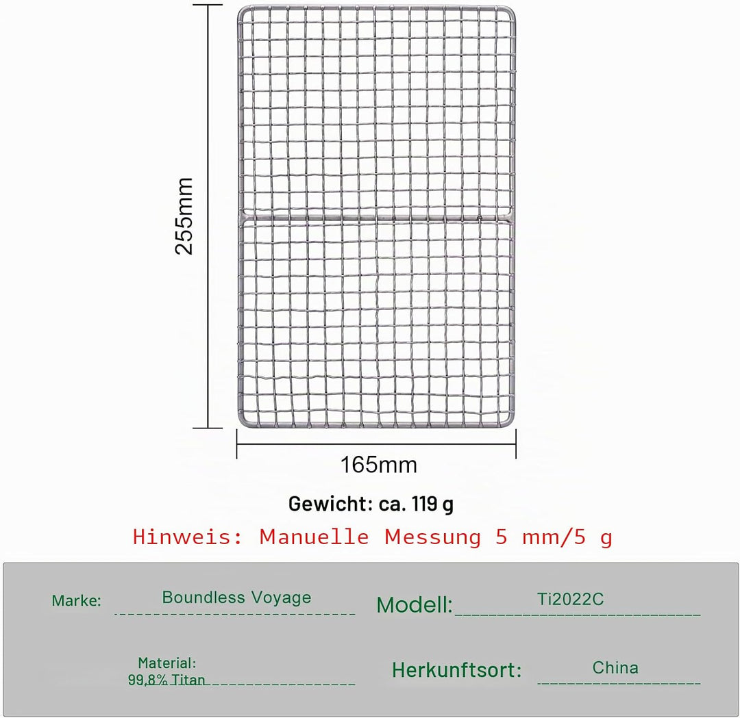 iBasingo Titan Grillrost Outdoor Grillrost Holzkohle BBQ Net Grill Platte Ultraleichtes Backen Kühl