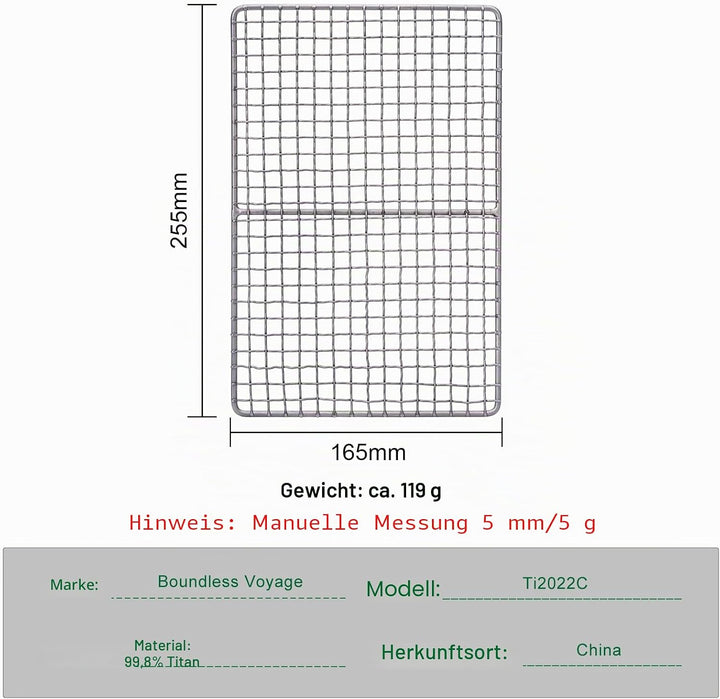 iBasingo Titan Grillrost Outdoor Grillrost Holzkohle BBQ Net Grill Platte Ultraleichtes Backen Kühl