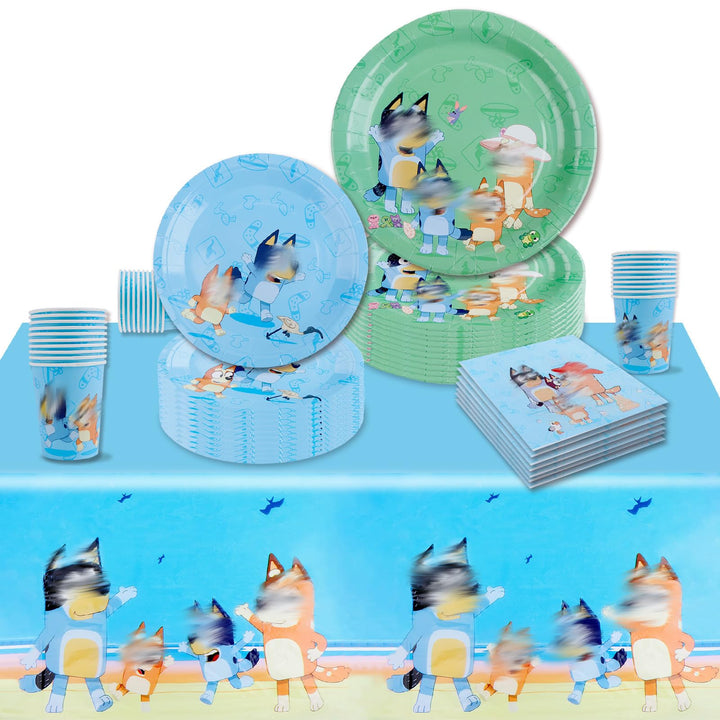 51 Stück Blue Geburtstag Partygeschirr Set, Party Pappteller Kindergeburtstag, Party Tableware Set E