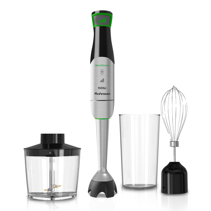 Rohnson BlendMaster R-5750 Stabmixer mit 1500 W, Vario-Blade-Technologie und Tiefenregelung, inklusi