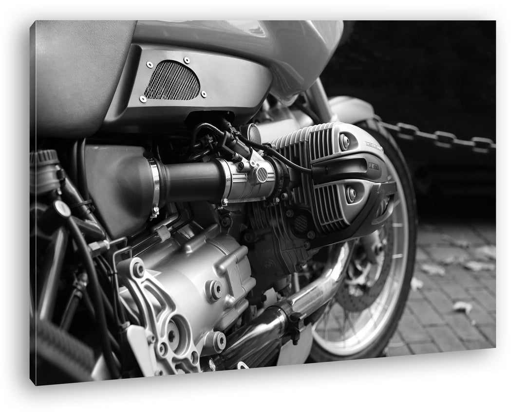 deyoli Detailaufnahme eines Motorrads Effekt: Schwarz/Weiss Format: 80x60 als Leinwandbild, Motiv fe