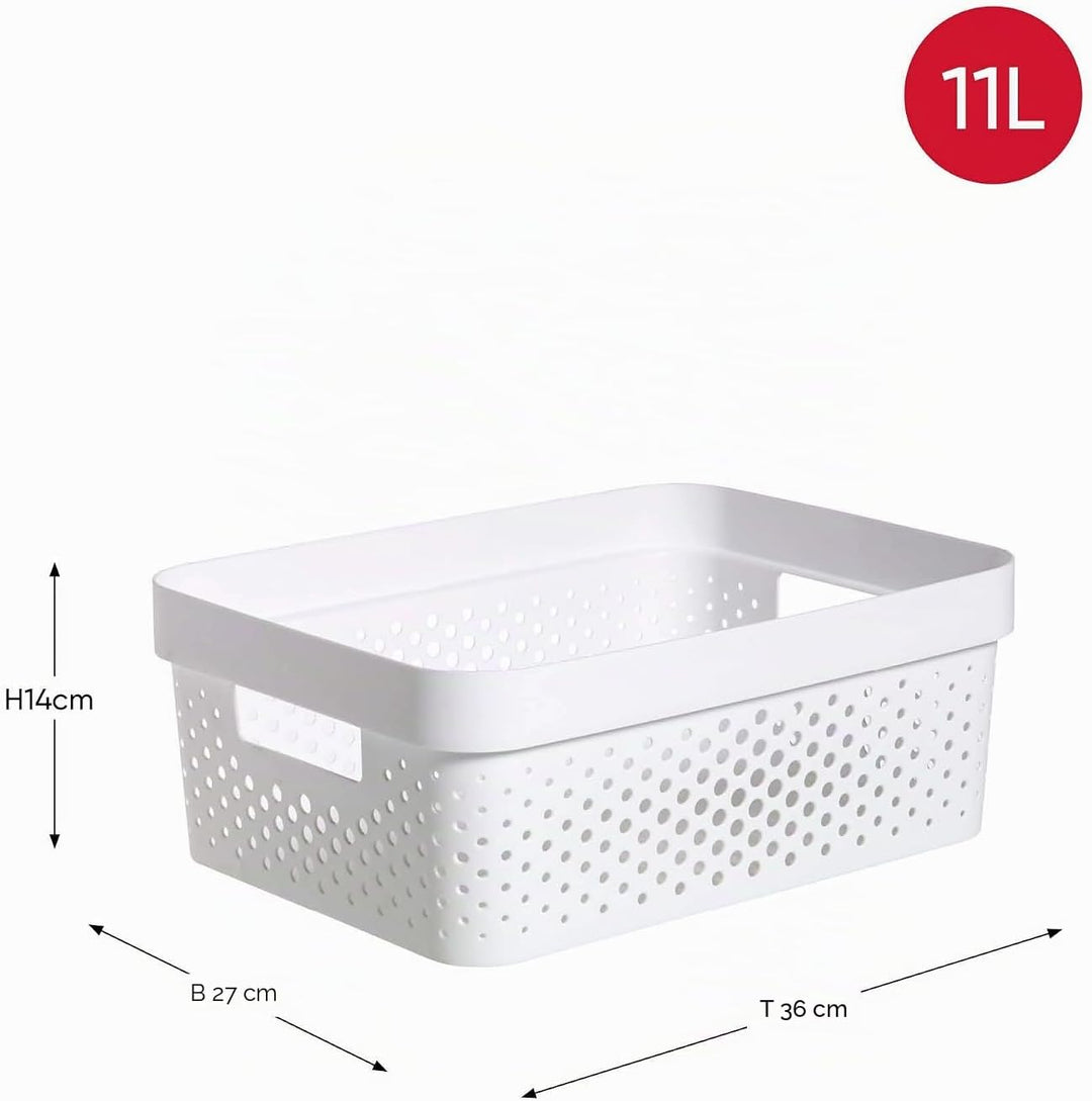 CURVER INFINITY RECYCLING Boxen mit Lochmuster 2x (11L+17L) und Deckel, weiss, Aufbewahrungsboxen, W