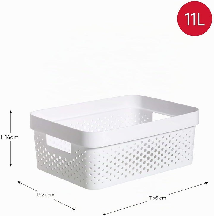 CURVER INFINITY RECYCLING Boxen mit Lochmuster 2x (11L+17L) und Deckel, weiss, Aufbewahrungsboxen, W