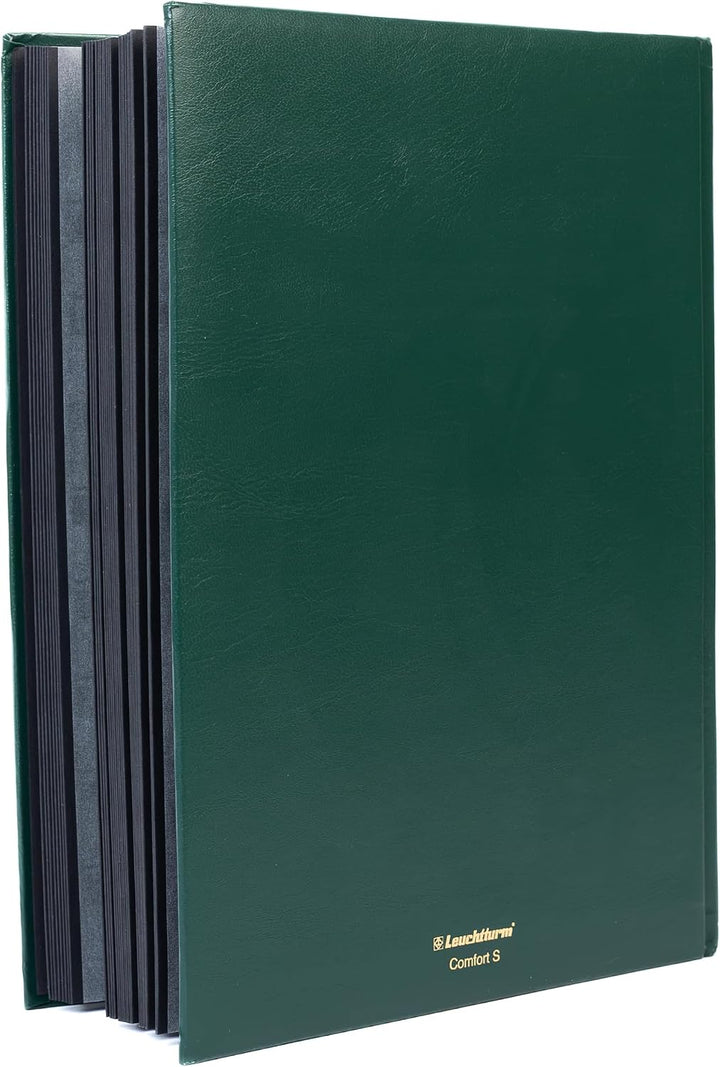 Leuchtturm 306438 Briefmarken-Sammelalbum Comfort - DIN A4, 64 Seiten, Pergaminstreifen, wattierter