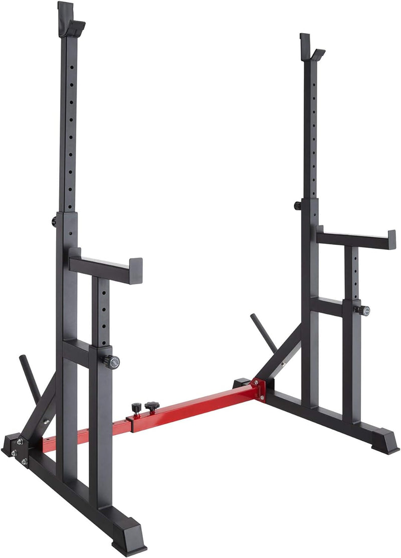 tectake 404237 Squat Rack, Höhe und Breite verstellbare Langhantelablage, Kniebeugenständer mit Sich