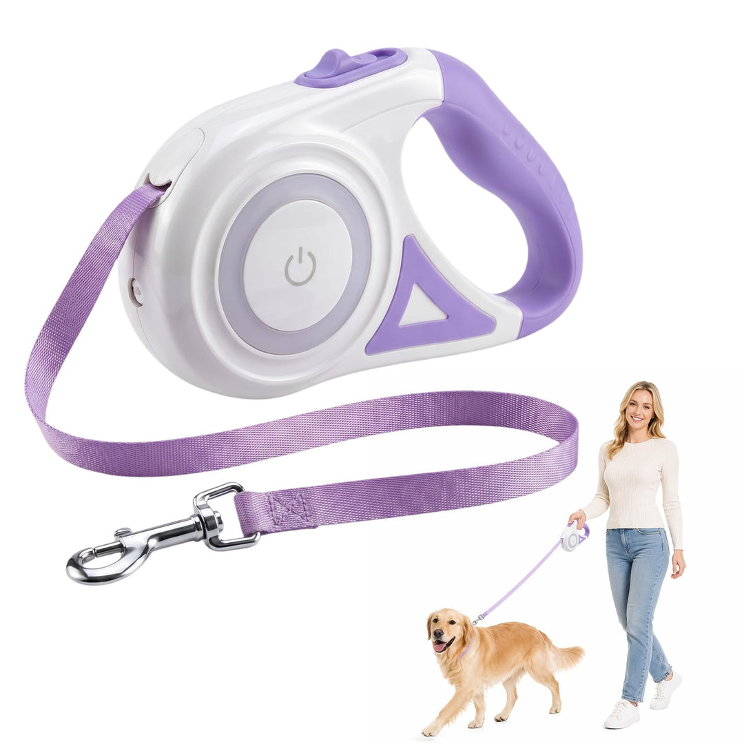 5 Meter Ausziehbare Hundeleine, Ausziehbare Haustier Leine aus Nylon, Automatische Hundeleine mit LE