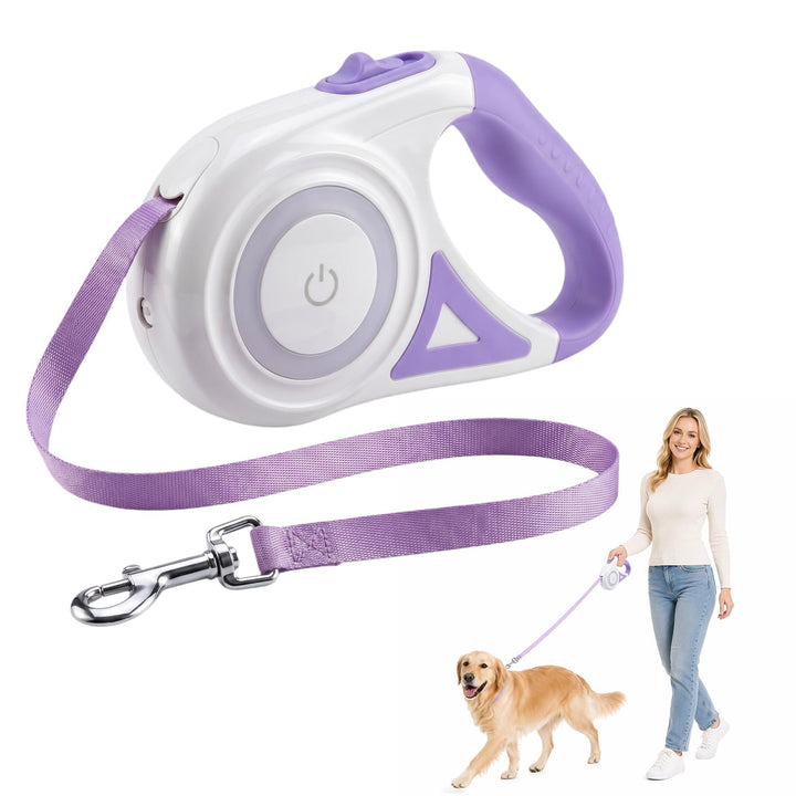 5 Meter Ausziehbare Hundeleine, Ausziehbare Haustier Leine aus Nylon, Automatische Hundeleine mit LE
