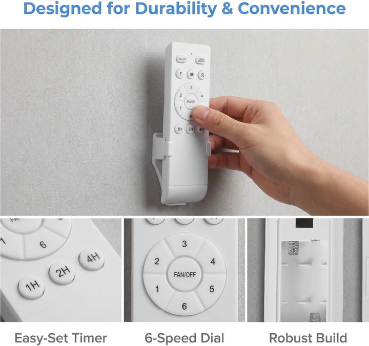 POPETPOP Deckenventilator Fernbedienung Universal, 433 MHz Fernbedienung für Deckenventilator mit Li