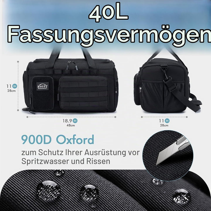 BAGZY Taktischer Reisetasche Sporttasche 40l Trainingstasche Herren Mit Schuhfach Für Herren Reise S