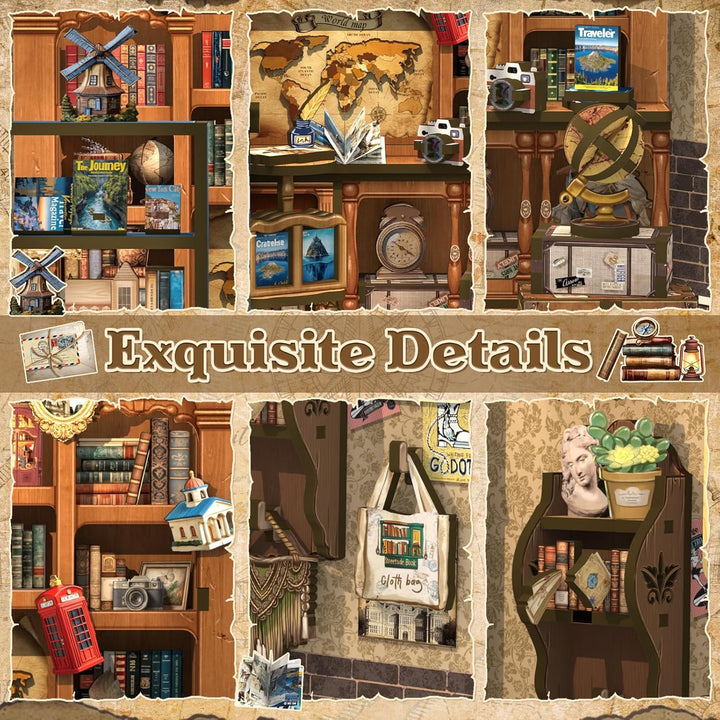 CUTEBEE Book Nook Kit – DIY Puppenhaus Häuser, Miniatur Haus Selber Bauen für Erwachsene, 3D-Holzpuz