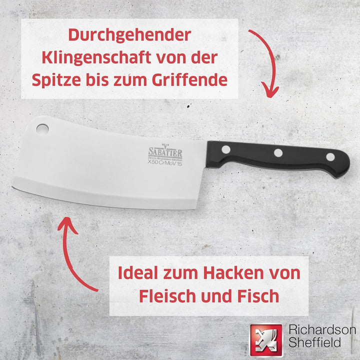 Richardson Sheffield V SABATIER Hackmesser | 17 cm lange Klinge | gehärteter Klingenstahl | rostfrei