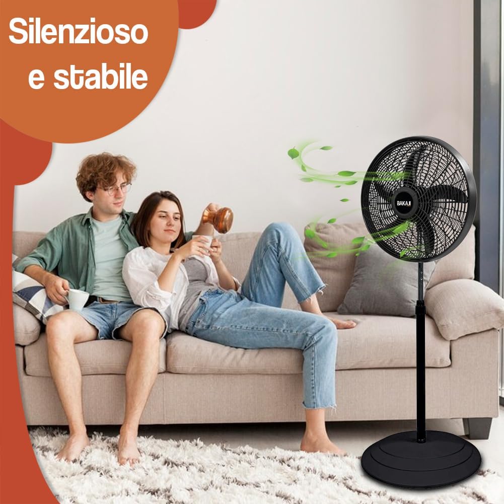 BAKAJI Ventilator 3-in-1, Tischventilator aus Stahl und Kunststoff, 3 einstellbare Geschwindigkeiten