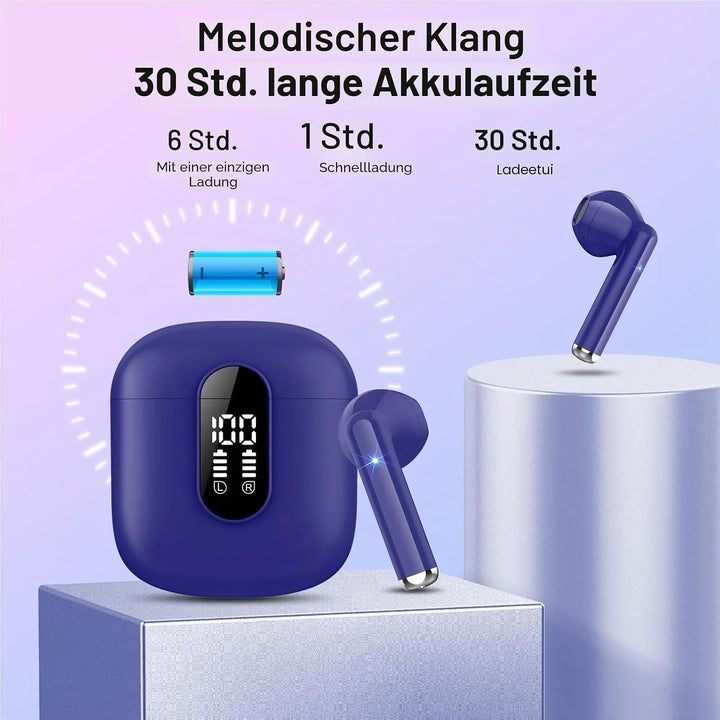 Bluetooth Kopfhörer In Ear, Kopfhörer Kabellos Bluetooth 5.3, Ultraleicht Ohrhörer mit HD Mikrofon,