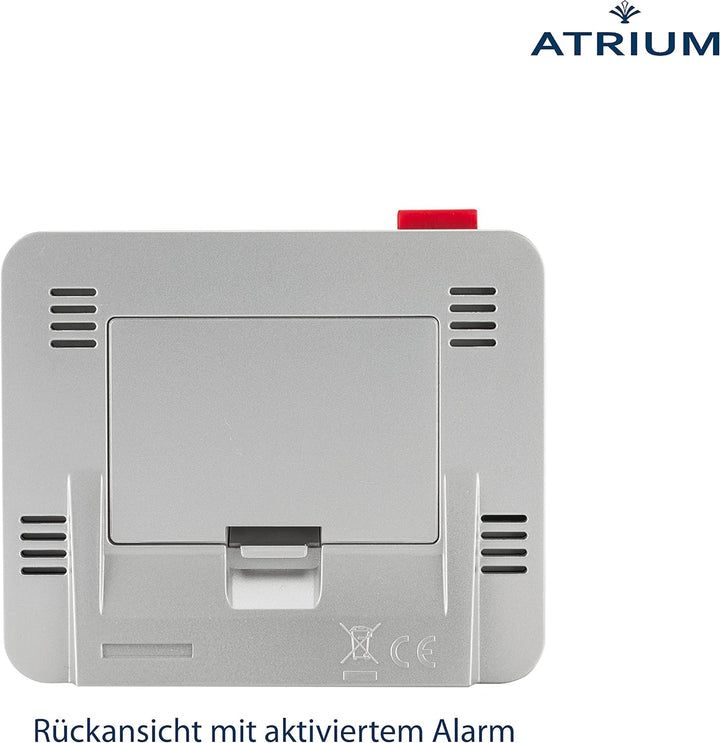 Atrium Funk-Wecker digital Silber sensorgesteuertes Nachtlicht, Obenabsteller, Datum und Temperatura