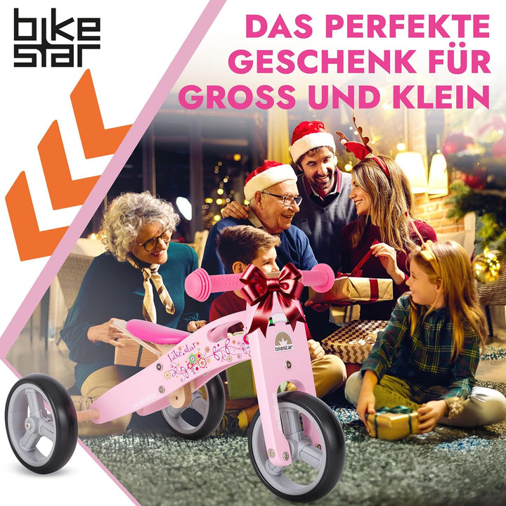 BIKESTAR Mini Kinder Laufrad Holz Lauflernrad mit DREI Rädern für Jungen und Mädchen ab 1 – 1,5 Jahr