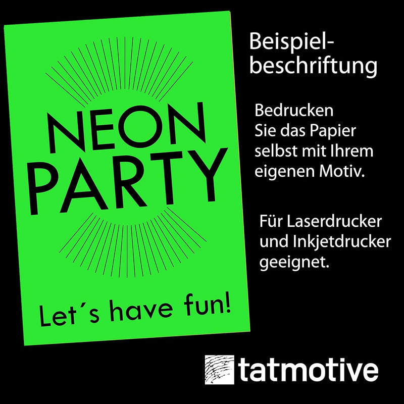 Neonpapier NEON Grün 100 Blatt DIN A4 80 g/qm farbiges Briefpapier, Leuchtpapier Party Deko, 100 Bla