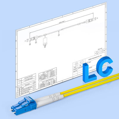 10Gtek LC zu LC OS2 Singlemode Duplex 50-Meter, LWL Glasfaser Patchkabel Fibre Optic Patch Cable 9/1