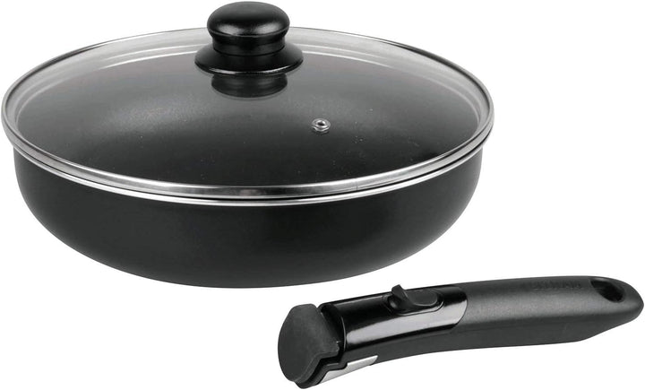 Sitram 712771 Bratpfanne Family aus gepresstem Aluminium, schwarz, Ø 26 cm, H 6,5 cm, mit Dampfdecke