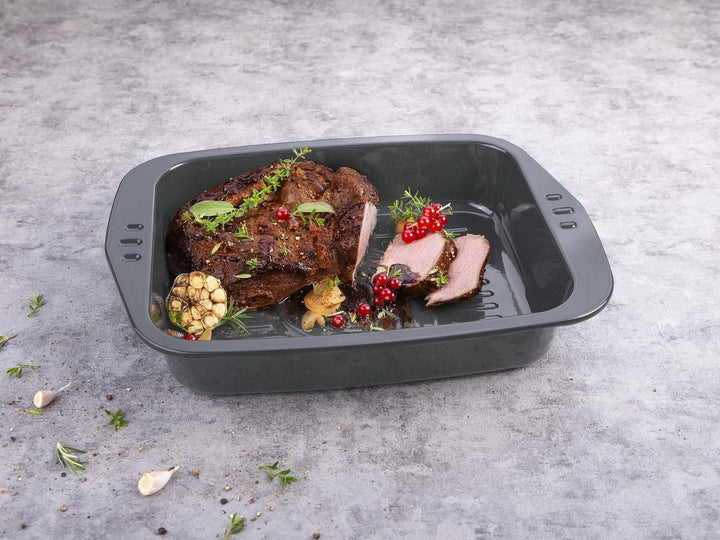 chg ECOpremium Aroma-Bräter mit Deckel Emaille 39 x 28 cm Backofen-Brattopf