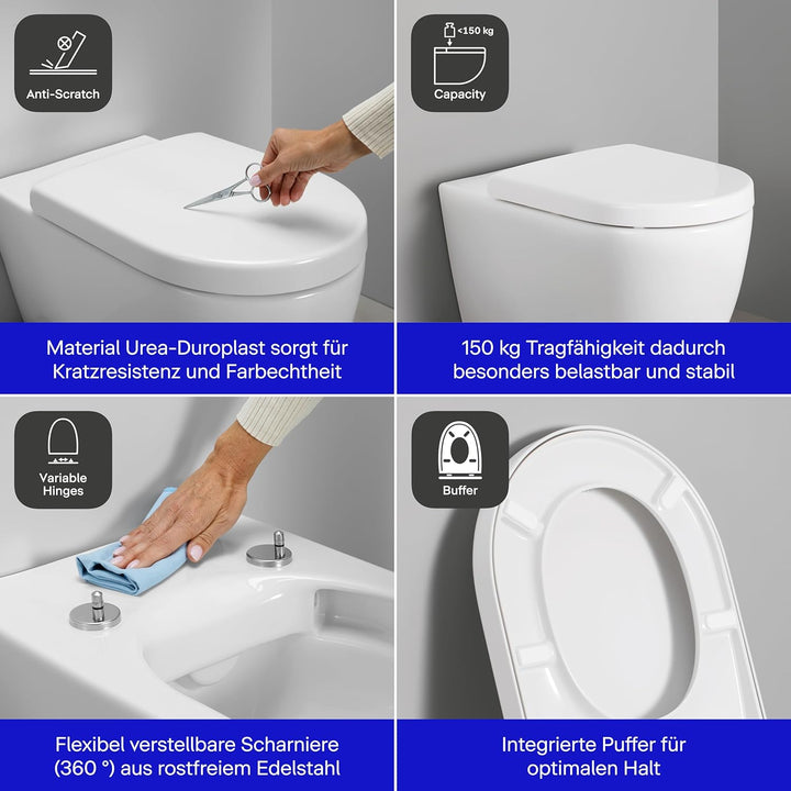 Duravit WC-Sitz Univavo, WC-Sitz D-shaped, Klobrille mit doppelter Absenkautomatik, Toilettendeckel