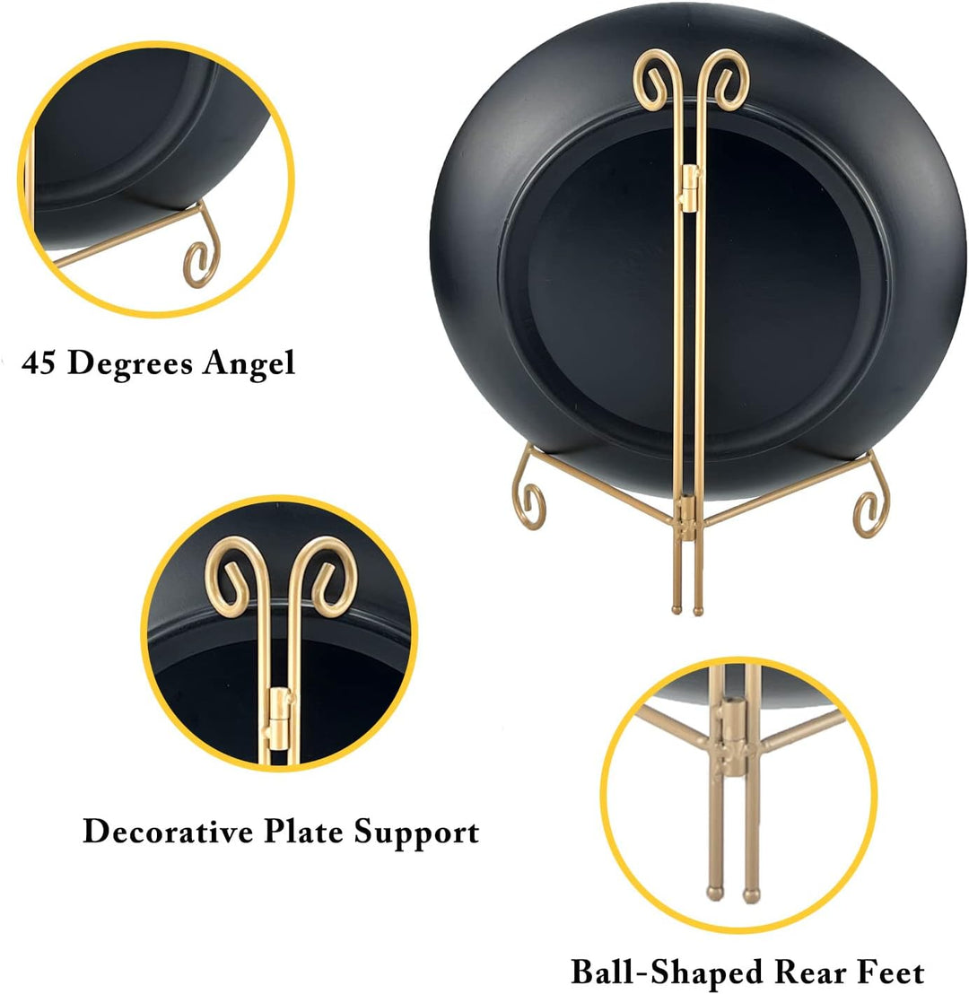 Plate Stand 12 Inch Gold Display Plate Holder, Collapsible Iron Plate Stands for Display, Folding Di