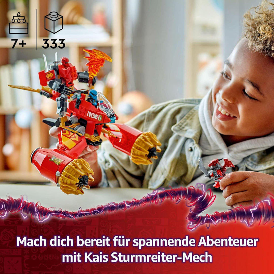 LEGO NINJAGO Kais Sturmreiter-Mech - Fliegendes Motorrad Spielzeug mit 3 Minifiguren - Mech mit bewe