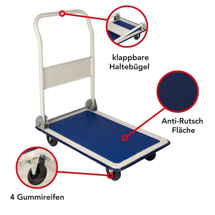 TOOLLAND - QT105 Plattformwagen, 725 cm x 475 cm x 750 cm Abmessungen, Max Tragkraft 150 kg 175947