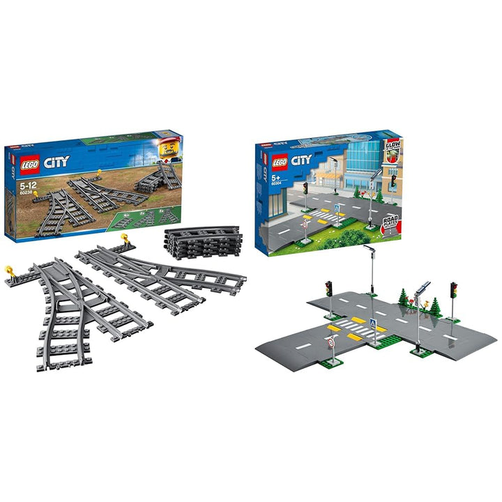 LEGO 60238 City Weichen, 6 Elemente, Erweiterungsset für Kinder, Spielzeug Set & City - Strassenkreu