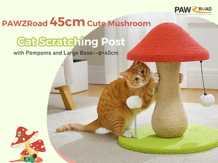 PAWZ Road Süsser Katzenkratzbaum, Pilz-Katzenkratzer mit einem Kratzbaum komplett mit 100% Sisal und