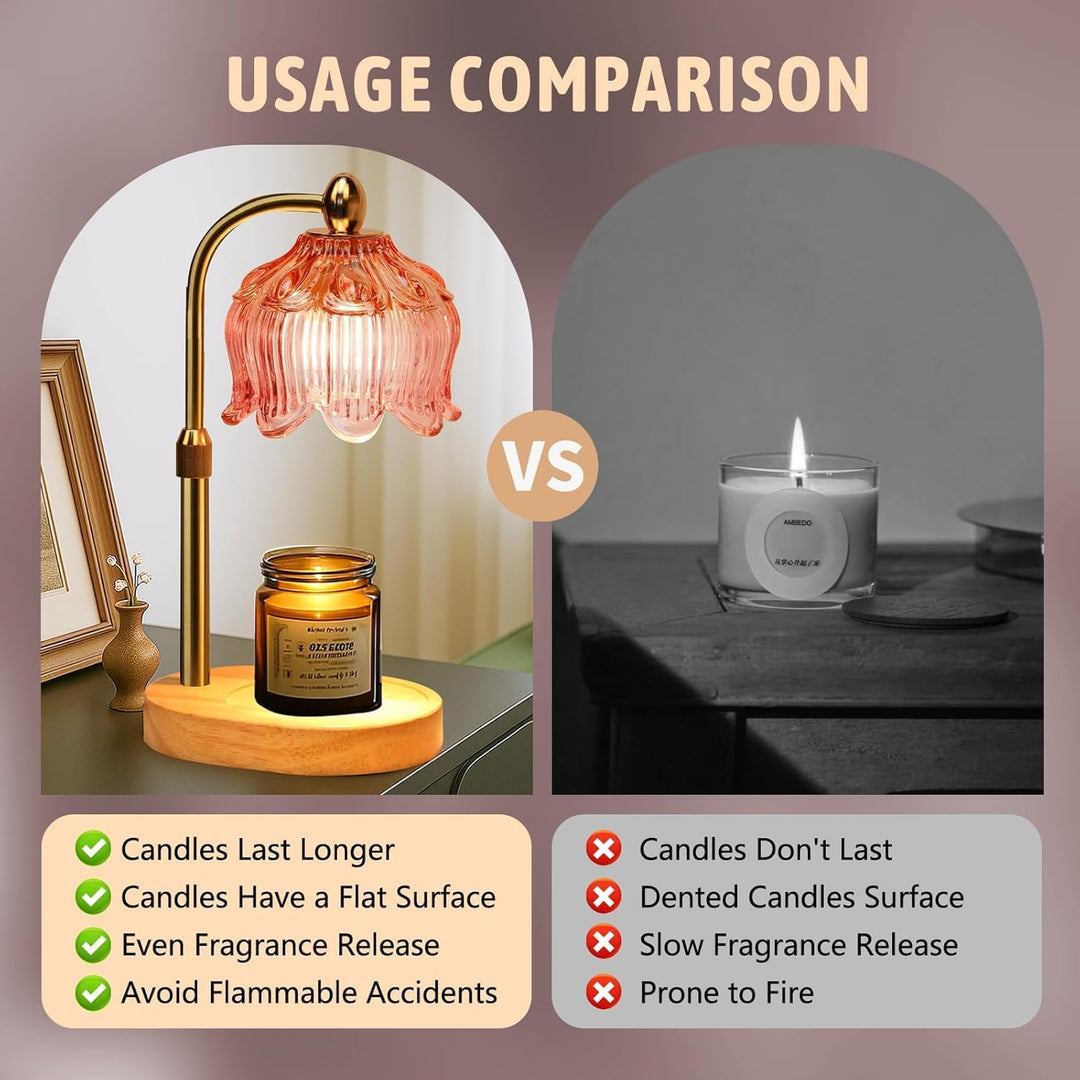 Candle Warmer Lamp with Timer Electric Adjustable Height Candle Warmer Dimmable Wax Lamp Jar Candles