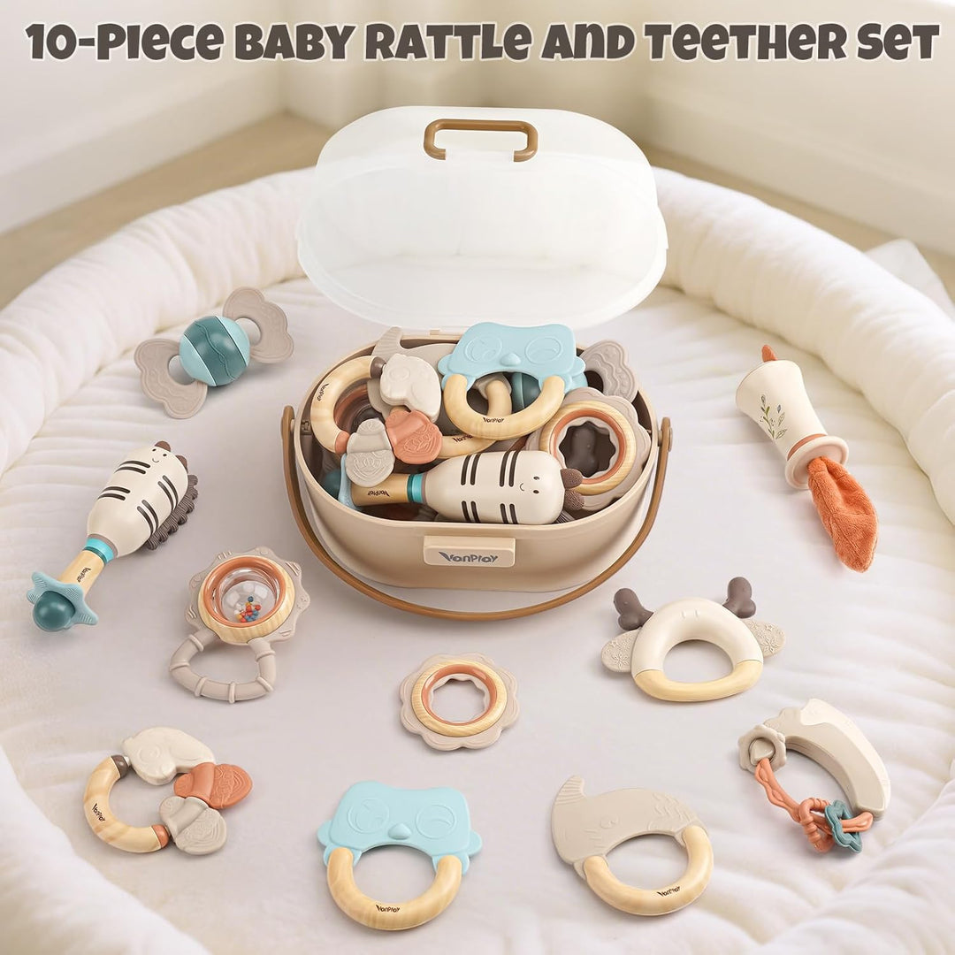 Baby Rassel 0-6 Monate Beissring Montessori Spielzeug Sensorik Zahnungshilfe Baby Spielzeug 6 Monate