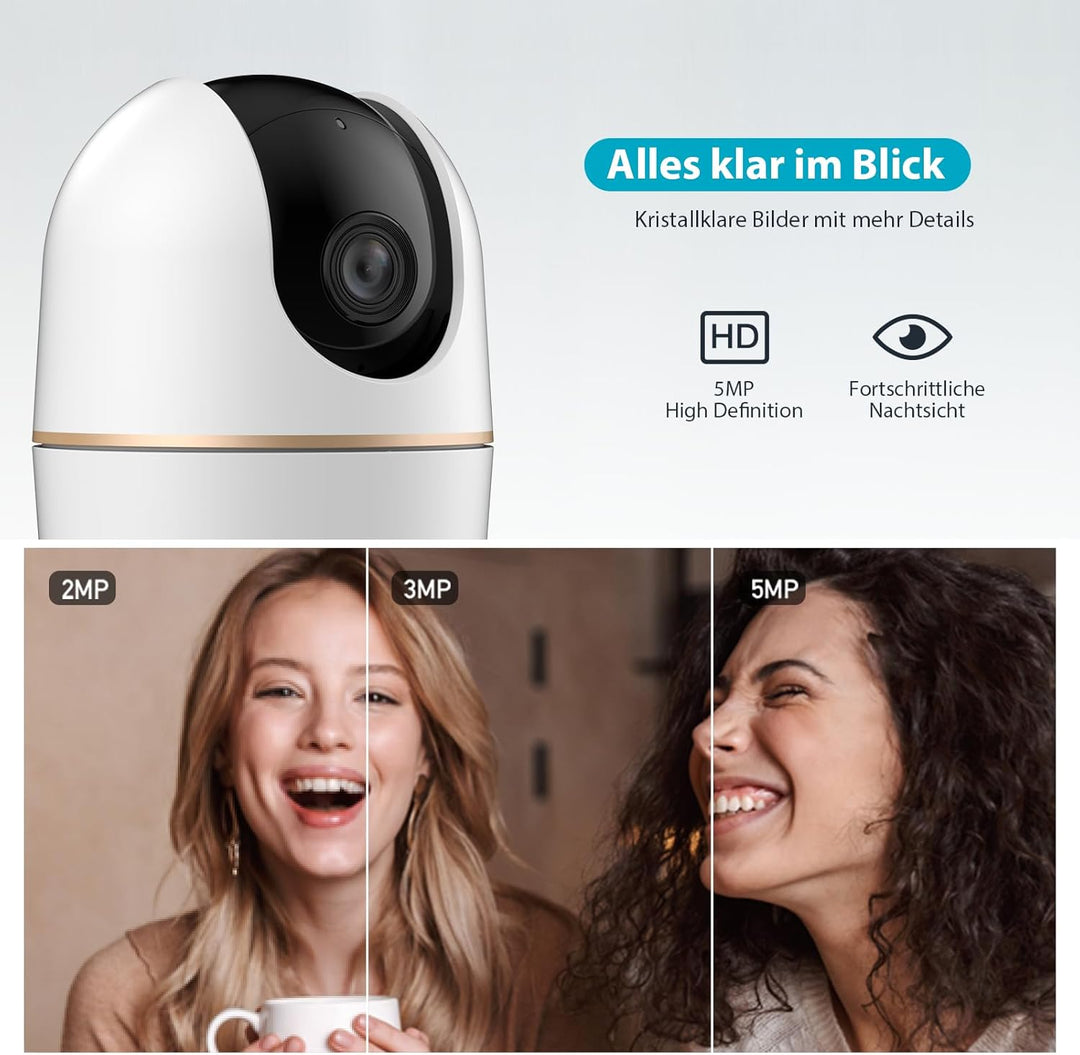 Dahua H5A 5MP 360° Überwachungskamera Innen, Wi-Fi 6 Kamera Überwachung Innen mit KI-Personenerkennu