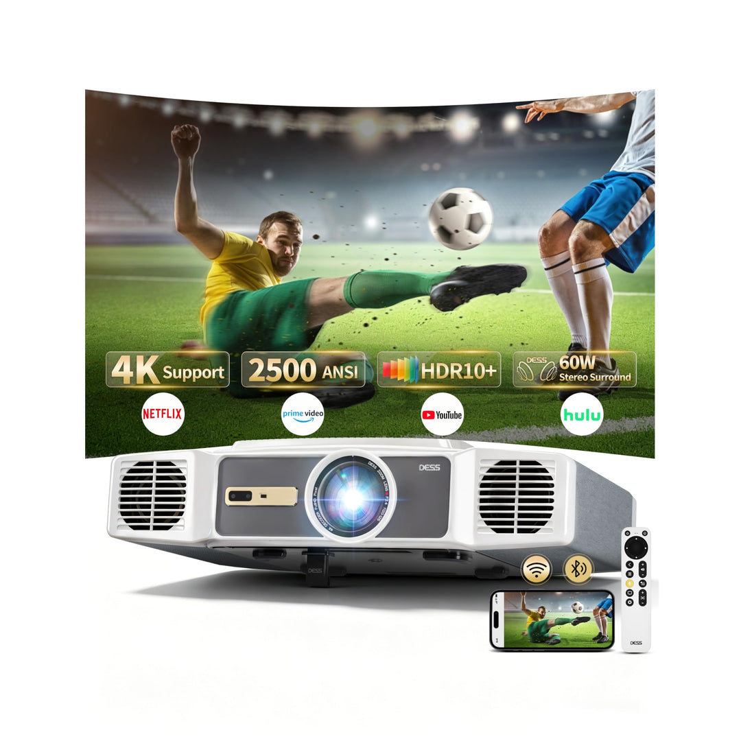 DESS C5 Enterprise GTV 4K Beamer in Schwarz mit eingebauter elektrischer Halterung 2500 ANSI Lumen S