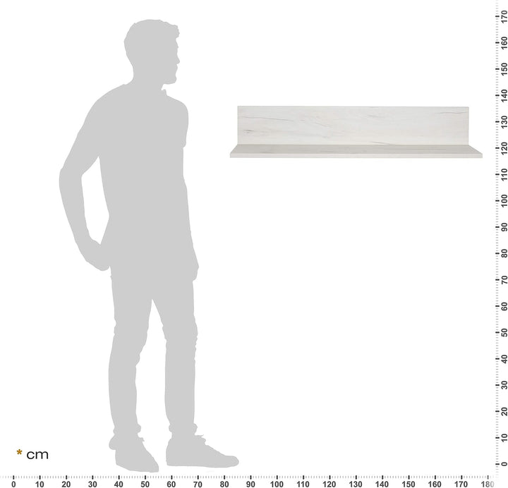 RICOO Wandregal 98 x 19 x 19 Eiche weiss, Spanplatte aus Holz, Hängereral WM052-EP, Regal Wand, Büch