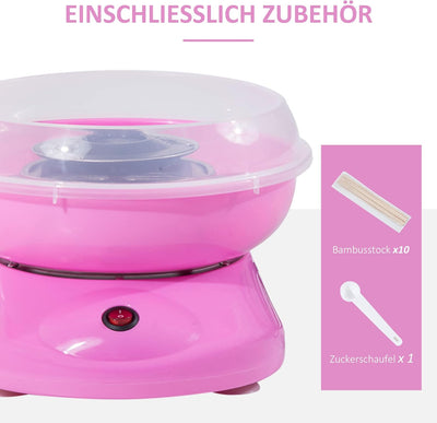 HOMCOM Zuckerwattemaschine, einfach zu bedienendes Zuckerwattegerät, für Erwachsene und Kinder, Edel