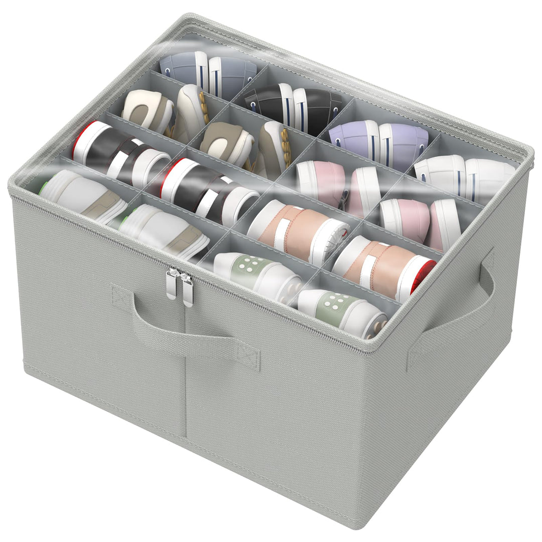 Schuhorganizer für Closet, Passt 16 Paare, Schuhe Organizer mit Durchsichtigem Deckel, Starke Aufbew