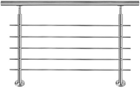 Aufun Edelstahl Handlauf 100cm Treppengeländer Innen und Aussen mit 2 Pfosten für Treppen, Brüstung,