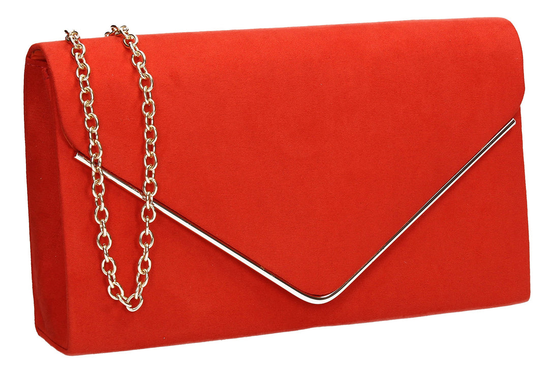 SwankySwans Oscar Envelope Suede Velvet Party Prom Clutch Bag Tasche Orange (Orange 03), Orange (Ora