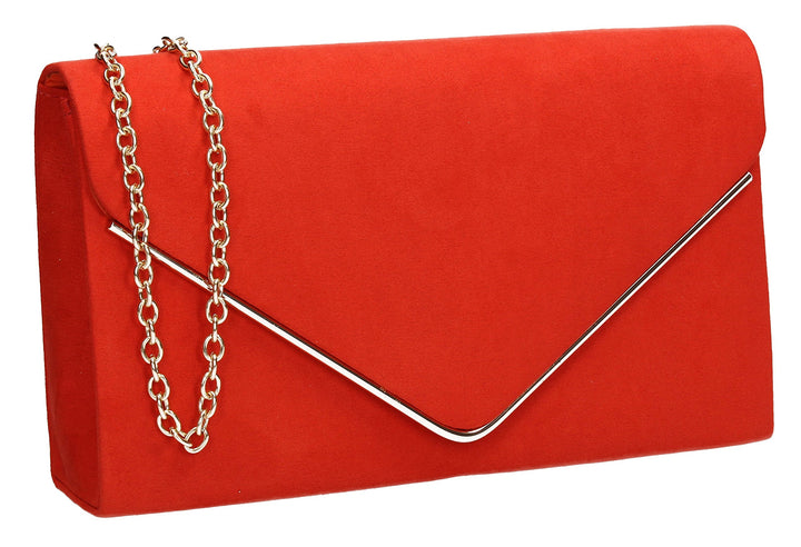 SwankySwans Oscar Envelope Suede Velvet Party Prom Clutch Bag Tasche Orange (Orange 03), Orange (Ora