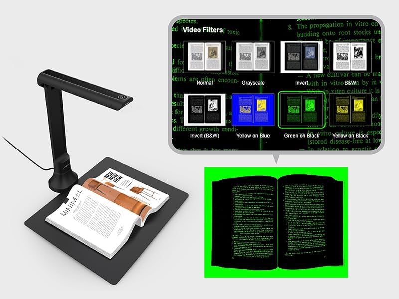 VIISAN DB8401 4K A4 Dokumentenscanner &amp; Buchscanner – 16MP Overhead Scanner für Dokumente &amp; Bücher,