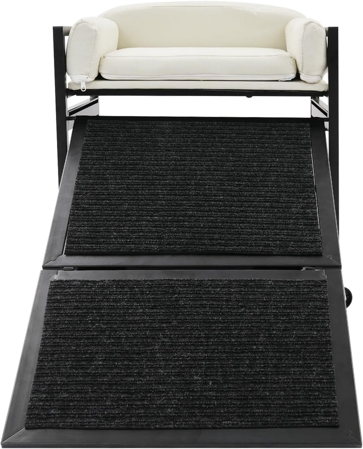 Haustierbett, Mobile Hunderampe Bett Hundebett mit Klappbar Rampe Hundeliege Tragkraft 50kg für klei