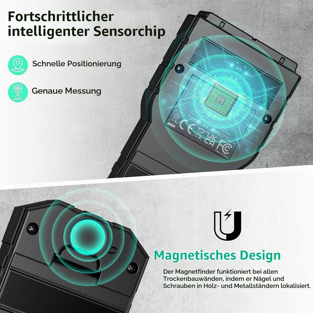 Leitungsfinder - Multifunktionaler Stud Finder mit LCD-Display &amp; Audio-Alarm, Kabel- und Metallsuche