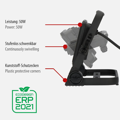 Brennenstuhl LED Baustrahler JARO 7060 M (50W, 5800lm, 6500K, IP65, 5m Kabel, dimmbar, LED Arbeitsst