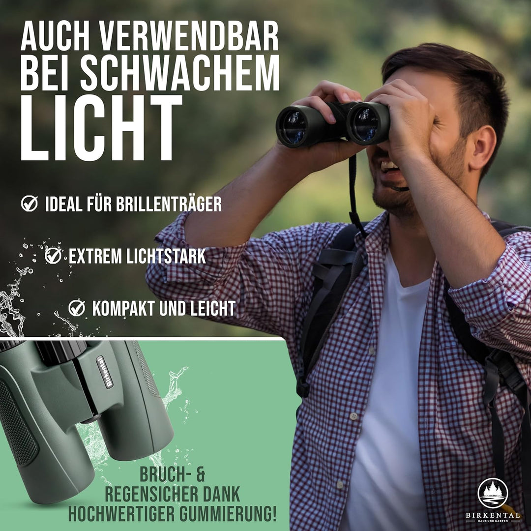 Birkental Fernglas Erwachsene 12x42 inkl. Zubehör-Anfänger und Profis-HD Zoom,wasserdicht,leicht,kom