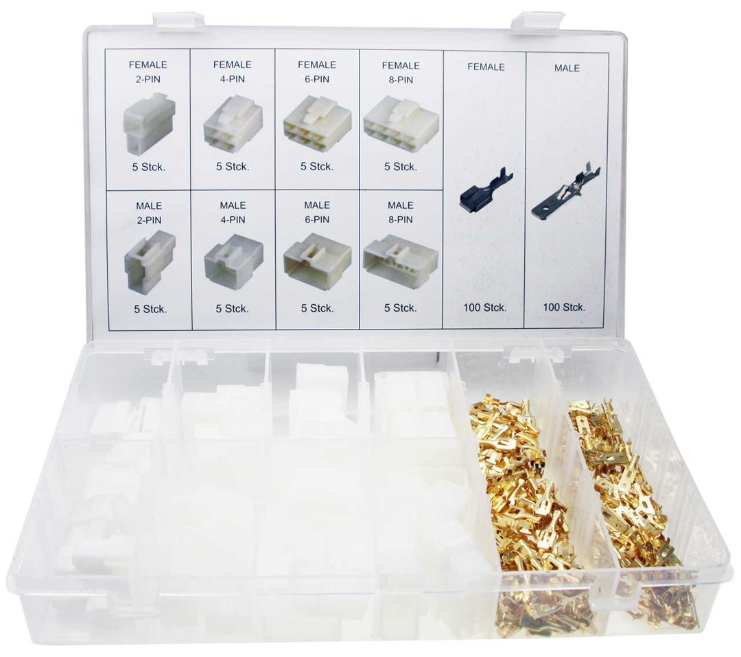 Flachsteckhülsen Flachstecker Set Presskabelschuh-Sortiment mit Gehäuse/Sockelgehäuse (2-pin bis 8-p