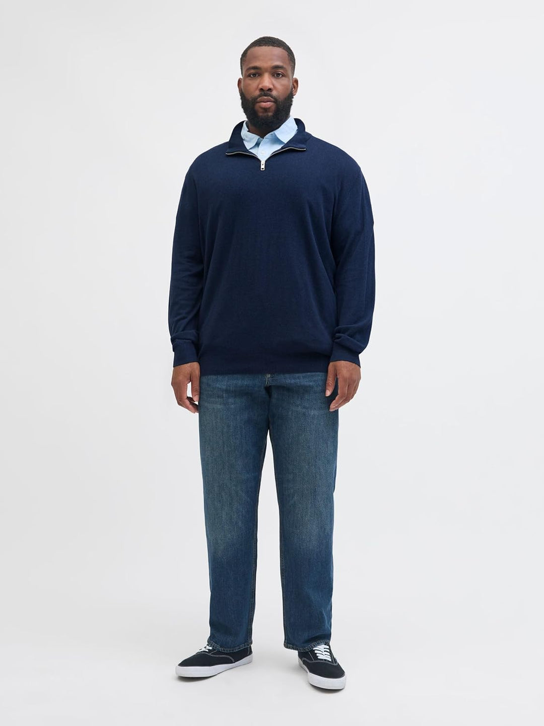 JACK & JONES Male Strickjacke mit Viertelreissverschluss Einfarbig Strickjacke mit Viertelreissversc