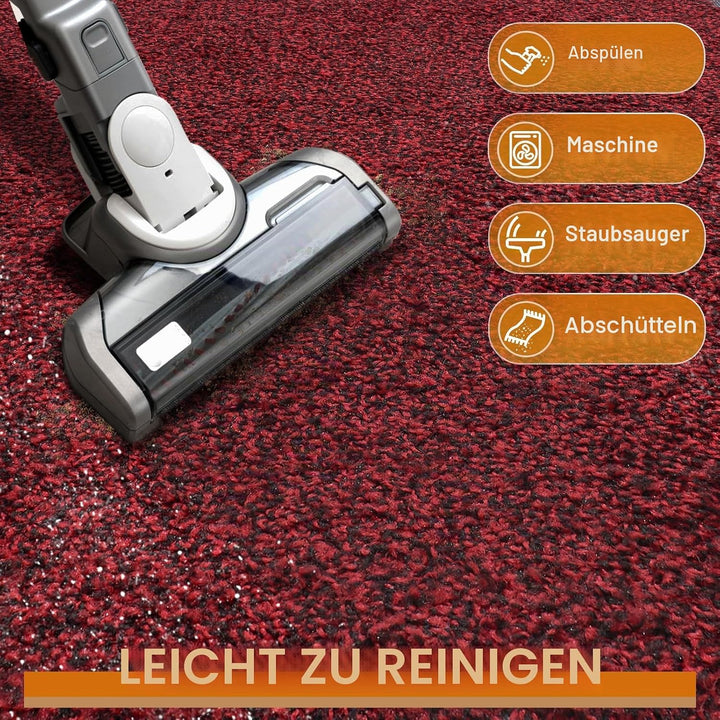 Mibao Schmutzfangmatte für drinnen und draussen, 60 x 120 cm, Rot-Schwarz, waschbare Barriere-Fussma