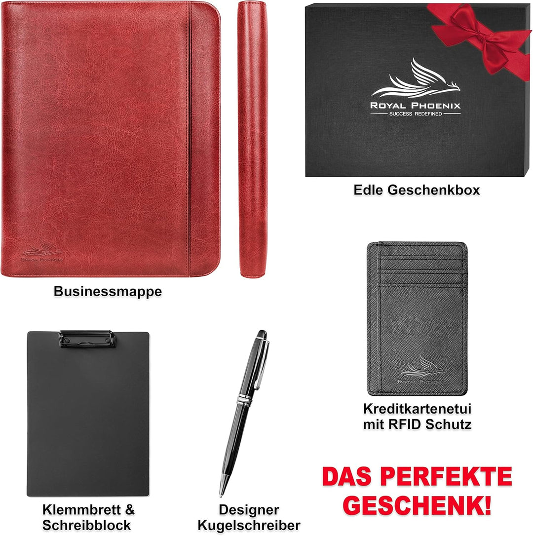 Business Schreibmappe A4 'Eagle' - Hochwertige Dokumentenmappe mit Tablet Halterung - inkl. Kreditka