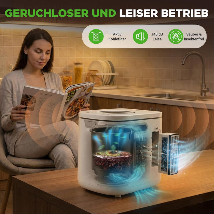 NutriChef Elektrischer Küchenkomposter - Indoor Lebensmittelabfälle Komposter Mülleimer, Geruchloses
