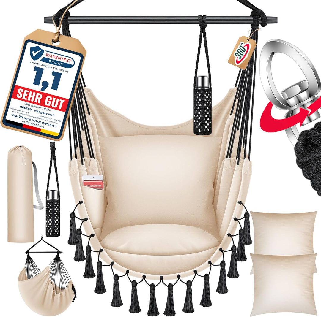 KESSER® Hängesessel Safari XXL Hängestuhl für Erwachsene & Kinder Hängematte bis 150 kg Hängesitz Au